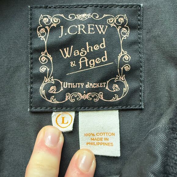 J.Crew Washed & Aged Utility Jacket Black Cotton Women's Large - Picture 7 of 8